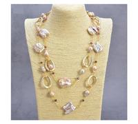 ICXLPMC Joyería perla 48 ''20x30MM rosa púrpura Keshi perla cristal cadena collar largo