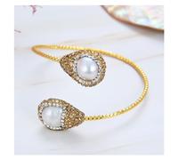 ICXLPMC Joyería Pulsera chapada en color oro con perlas Keshi blancas cultivadas y circonitas cúbicas