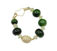 ICXLPMC Joyería verde Prehnita Esmeralda pulido ágata cruda Rondelle suave cuentas collar pulsera pendientes conjuntos (Bracelet)