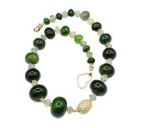 ICXLPMC Joyería verde Prehnita Esmeralda pulido ágata cruda Rondelle suave cuentas collar pulsera pendientes conjuntos (Necklace)