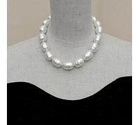 ICXLPMC Large 16x22mm White Sea Shell Pearl Baroque Shape choker Necklace 17" Hyperbole shape for women