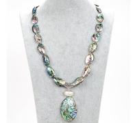 ICXLPMC Mix Color Green Abalone Shell Necklace White Shell Abalone Pendant