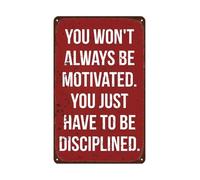 ICXLPMC Motivational Workout Sign Stay Disciplined Vintage Gym Metal Sign Retro Wall-Art for Man Cave Home Gym 8 X 12 in