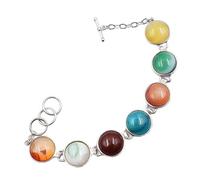 ICXLPMC Multi Agates Green Abalone shell Bracelet Bangle For Women Lady Jewelry (Colorful Agate)