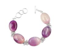 ICXLPMC Multi Agates Green Abalone shell Bracelet Bangle For Women Lady Jewelry (Purple agate)