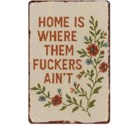 ICXLPMC No Soliciting Vintage Aluminum Sign Funny Cross Stitch Pattern Metal Wall-Art for Home Doorway 8 X 12 in