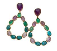 ICXLPMC Oval Green Agate Amethyst Apatite teardrop Gold Filled Stud Earrings luxury earrings for women