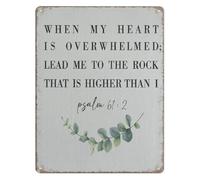ICXLPMC Overwhelmed Heart Finds Refuge Metal Tin Sign 8 X 12 in Psalm 61:2 Inspirational Decor for Entryway Hallway