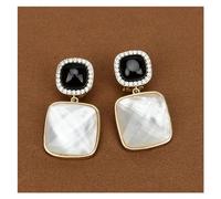 ICXLPMC Pendientes cuadrados naturales facetados de concha de mar blanca, pendientes con tuerca for madre con perla, pendientes de gota for mujer, joyería de uso diario