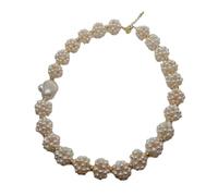 ICXLPMC Perla blanca cultivada en agua dulce de 18mm, forma de bola hecha a mano, gargantilla de perlas Keshi de 16x26mm, collar, joyería for mujer