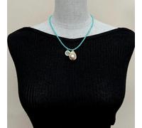 ICXLPMC Peruvian Faceted choker Necklace White Pearl Charm pendant necklace 17.5" office style