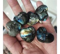ICXLPMC Piedra natural mágica natural en forma de corazón, labrador, feldespato tallada, palma, amor, labradorita, colecciones para el hogar (tamaño: 1 unidad)