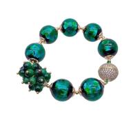ICXLPMC Pulsera con cuentas de ojo de tigre de 6mm, hierba de Murano verde de 16mm, regalo de moda for mujer