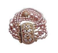 ICXLPMC Pulsera con dijes multicapa de perlas naturales de agua dulce, 7 hebras de diferentes formas, joyería de diseño