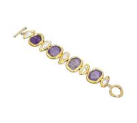ICXLPMC Pulsera de amatista y perla Biwa blanca de agua dulce