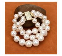ICXLPMC Pulsera graduada de perlas de concha de mar blanca de 8 pulgadas y 3 hebras, joyería de múltiples capas, regalos for mujer