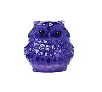 ICXLPMC Purple Fluorite Owl Crystal Figurine - 1.6 × in Hand-Carved Raw Stone Sculpture, Décor Ornament for Home Office Gift