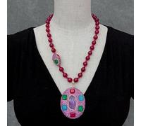 ICXLPMC Purple Gemstone Necklace 49x58mm Agate Amethyst Rough Pendant Necklaces Women Jewelry