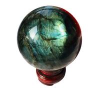 ICXLPMC Quartz Crystal Ball Dream Labradorite Gemstone Sphere Display Sculpture Home Decor Crafts for Friends Men Women Gift,70mm/2.75in