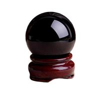 ICXLPMC Rainbow Eye Obsidian Ball Ornaments Pure Black Gold Crystal Home Feng Shui Jewelry,A-50mm