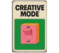 ICXLPMC Retro Creative Mode Tin Sign Funny Motivational Office Desk Gamer Room Studio Workspace Metal Wall Decor Men Women 8 X 12 in