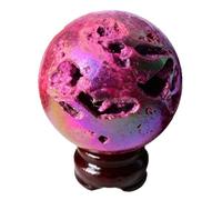 ICXLPMC Titanium Coated Sphalerite Sphere,Sparkling Crystal Ball, Polished Stone for Modern Home & Office Desk Decor, Gemstone Gift,5~6cm