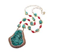 ICXLPMC White Baroque Pearl 16x18mm Blue Red Coral Necklace 70x65mm Big Pendant