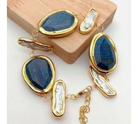 ICXLPMC White Biwa Pearl Blue Lapis Faceted chunk wrap Bracelet 8'