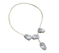 ICXLPMC White Keshi Pearl Colorful Tourmaline Paved Collar Necklace Baroque Pearl Pendant For Lady