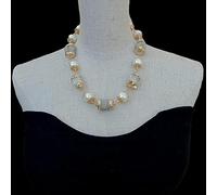 ICXLPMC White Quartz Stone White Sea Shell Pearl Necklace 20" Women Gift