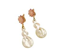 ICXLPMC White Sea Shell Pearl Carved Mother Of Pearl Rose Quartz Stone Stud Earrings Women's earrings