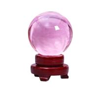 ICXLPMC White Transparent Crystal Ball Ornaments can Rotate Yellow Glass Purple Powder Blue Living Room Office Fortune Decorations,Pink-80mm