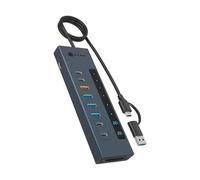 Icy Box (11 en 1) Hub USB-C con Lector de Tarjetas, 2 Puertos USB-C y 1 USB-A (10 Gbps), 3 Puertos USB-A (5 Gbps), 100 W PD, SD/microSD UHS-I, IB-HUB1742CR-C2PD