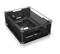 ICY BOX 60473 Box Raspberry Pi - Carcasa para Raspberry Pi 3 B+, Transparente, 3 disipadores de Calor, Apertura del Ventilador, Color Negro