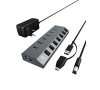 ICY BOX 7 Port USB 3.0 Type-A Hub Ladegerät Aluminium IB-HUB1701-C3 7x USB 3.0 (