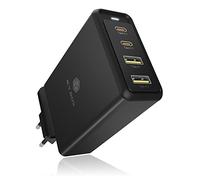 ICY BOX Cargador de 4 Puertos USB-C/USB-A, 100W, Quick Charge 3.0 & Power Delivery, para iPhone, iPad, Samsung, Huawei, Xiomi y Muchos más, Negro.