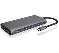 Icy box docking station usb-c (12-en-1) con 2x hdmi & 1x dp (4k 60hz),
