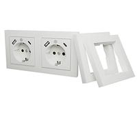 ICY BOX - Enchufe empotrado con 2 puertos USB-C y 2 puertos USB-A, 2 enchufes de pared, Negro