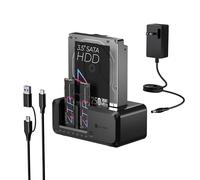 Icy Box Estación de Acoplamiento M.2 NVMe y SATA SSD/HDD, USB-C de 10 Gbps (USB 3.2 Gen2), clonador y Lector, Base de Unidad Independiente TripleBay para Discos Duros SSD y HDD de 2.5 Pulgadas/3.5