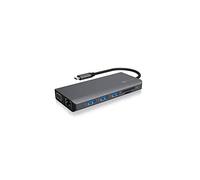 ICY BOX Estación de Acoplamiento USB-C (12 en 1) para 3 monitores (2 HDMI y 1 VGA), 4 concentradores USB 3.0, Entrega de energía de 100 W, Gigabit Ethernet, Lector de Tarjetas, IB-DK4070-CPD