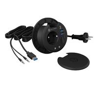 ICY BOX Hub de Mesa con Lector de Tarjetas SD/microSD, 2 x Type-A, USB-C, 2 x 3,5 mm de Audio, IB-HUB1430-CR, 80 mm