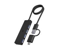 ICY BOX HUB USB 3.0 (4 en 1) con 4 Puertos USB-A, Adaptador USB, Puerto USB-C y USB-A, Multipuerto USB, Ladron USB 3.0 Alta Velocidad, IB-HUB1424-C3