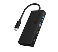Icy Box Hub USB con Conector USB-C y Power Delivery, USB 3.0, Cable Integrado, Aluminio, PD 60 W, Color Negro