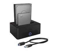 Icy Box IB-1232CL-U3 - Estación de conexión USB 3.0 para Discos Duros SATA de 2,5 y 3,5 Pulgadas, estación de clonación y Lector de Discos Duros, Adaptador Externo, Color Negro