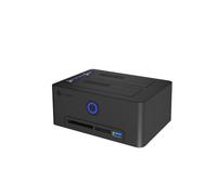 ICY BOX IB-1233CL-C - Estación de clonación para disco duro SATA HDD/SSD de 2,5"/3,5", USB 3.0 (5 Gbps), clonación offline, lector de tarjetas (CF/SD), concentrador USB, sin herramientas, externo
