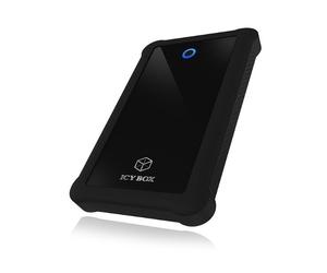 ICY BOX IB-233U3-B Caja externa para 2,5" SATA HDD/SSD [Puerto USB 3.0, cubierta protectora de silicona, negro]