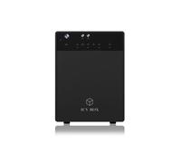 ICY BOX Externes 4-Fach USB-C Gehäuse für 2,5 Zoll & 3,5 Zoll SSD und Festplatten, USB 3.1 (Type-C, Gen 2), JBOD, Lüfter, SATA, Aluminium, Schwarz