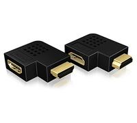 ICY BOX IB-CB009-2 - Adaptador acodado HDMI (2 Unidades, orientación espejada, 1080p/2160p/3D/Ethernet, True-HD/DTS-HD, Conectores Dorados)