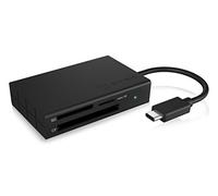 ICY BOX IB-CR401-C3 - Lector de Tarjetas USB 3.0 Tipo C para Tarjetas de Memoria CF, SD y microSD, SD 4.0/UHS-II, Aluminio, Cable Integrado, Color Negro