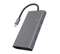ICY BOX IB-DK4040-CPD - Base (Alámbrico, USB 3.0 (3.1 Gen 1) Type-C, 3,5 mm, 10,100,1000 Mbit/s, Antracita, Negro, MicroSD (TransFlash),SD)